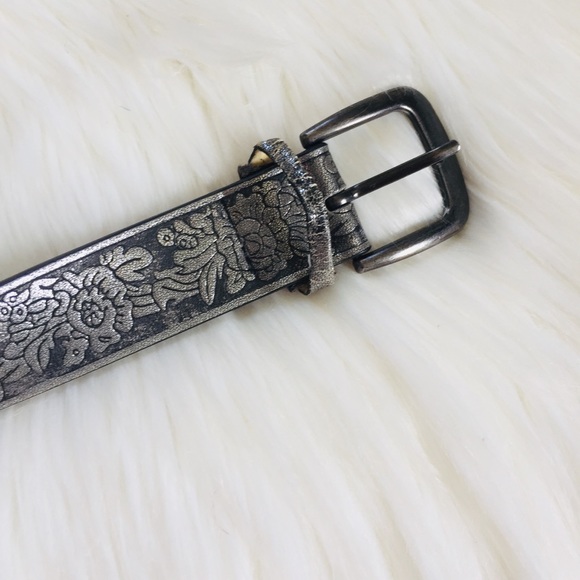 BELGO LUX Metallic Black Silver Floral Belt - Picture 3 of 16